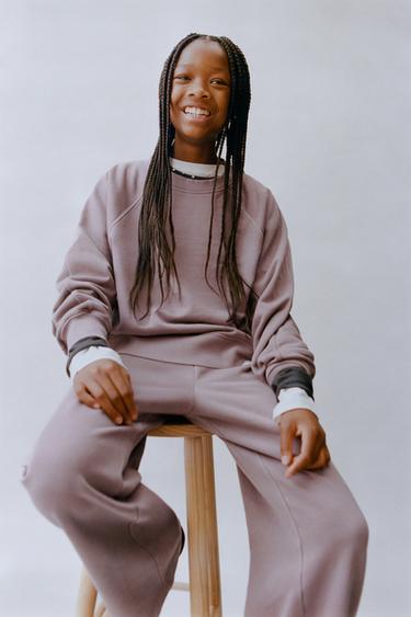 WASHED-EFFECT SLOGAN SWEATSHIRT - Plum by Zara