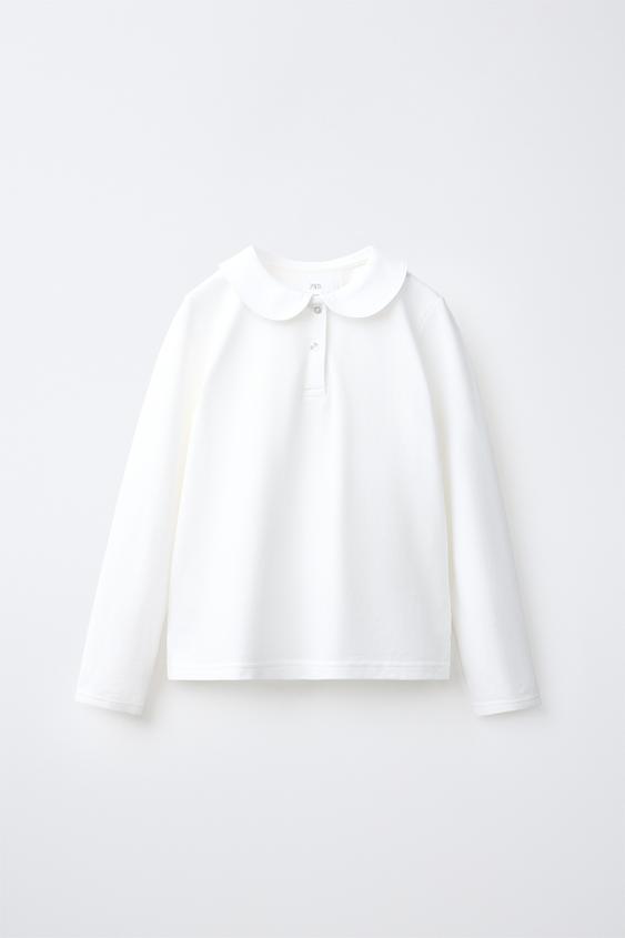 PIQUÉ PETER PAN COLLAR POLO SHIRT - White by Zara - Image 0