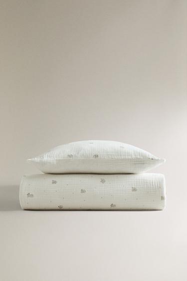 CHILDREN'S MUSLIN ELEPHANT DUVET COVER - Grey by Zara - Image 0