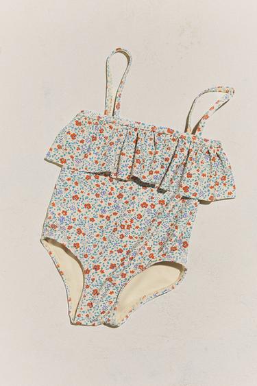 KIDS’ FLORAL RUFFLED BEACH SWIMSUIT - Sand by Zara