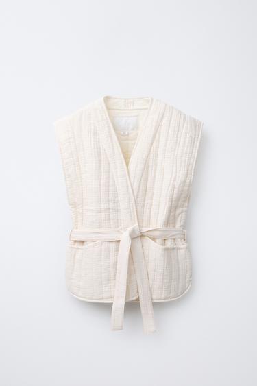 TEXTURED PADDED GILET - Ecru by Zara - Image 0