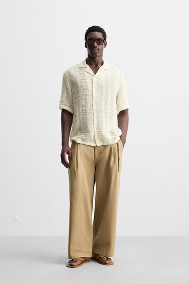COTTON-LINEN JACQUARD SHIRT - Ecru by Zara - Image 0