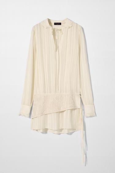 EMBROIDERED SASH DRESS KATE MOSS X ZARA - Ecru by Zara