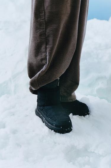 QUILTED NYLON WATER-REPELLENT BOOTS - Black by Zara