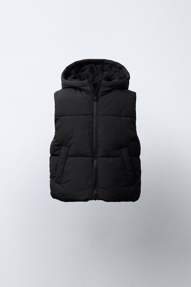HOODED PADDED GILET - Black by Zara