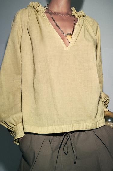 RAMIE SHIRT ZW COLLECTION - Greenish by Zara