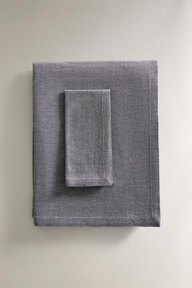 MELANGE COTTON TABLECLOTH - Dark grey by Zara