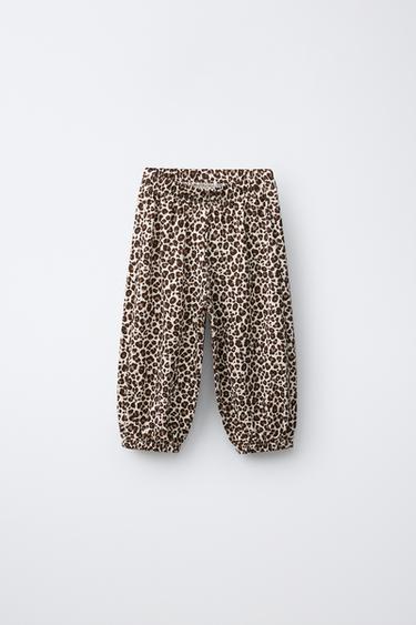 ANIMAL PRINT SAROUEL TROUSERS - Light beige by Zara