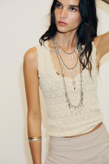 POINTELLE KNIT TOP - Vanilla by Zara - Image 0