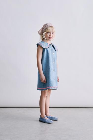 DENIM RIC RAC DRESS - Blue by Zara