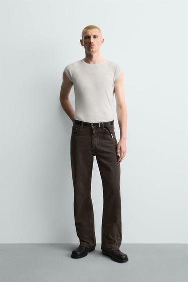 FLARE FIT JEANS - Brown by Zara