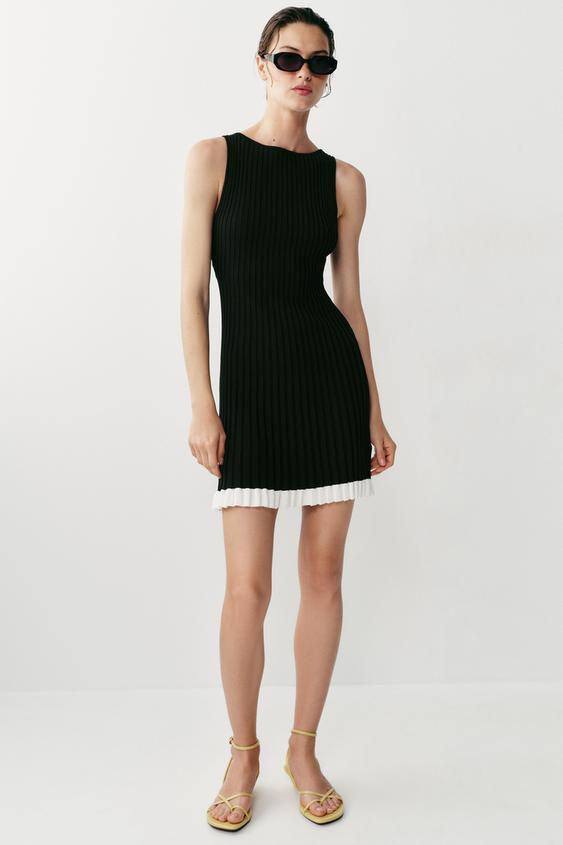 SHORT RIBBED KNIT DRESS - Black by Zara - Image 0