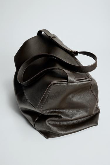 XL LEATHER CROSSBODY BAG LIMITED EDITION - Brown by Zara