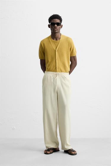 TEXTURED JACQUARD TROUSERS - Ecru by Zara - Image 0