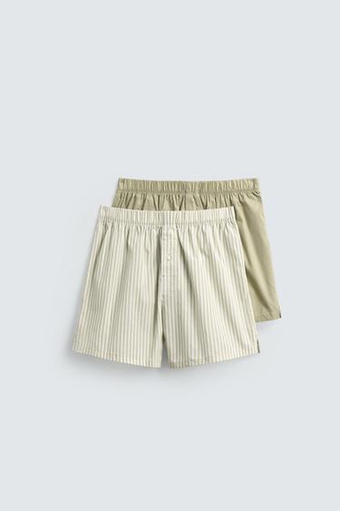 2-PACK OF ASSORTED POPLIN BOXERS - Light green by Zara