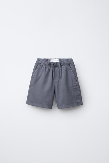 FLOWING CARGO TWILL BERMUDA SHORTS - Blue by Zara