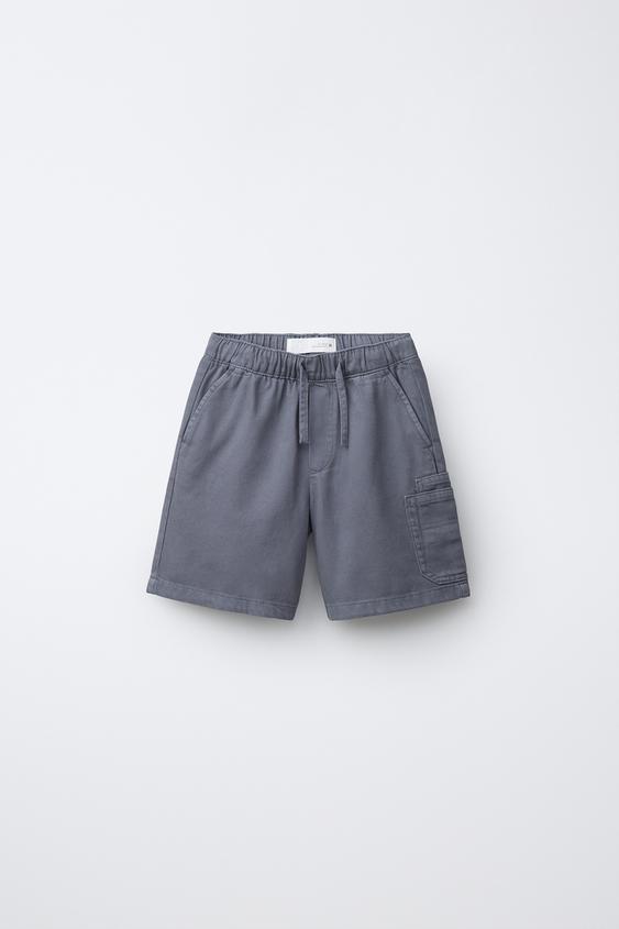 FLOWING CARGO TWILL BERMUDA SHORTS - Blue by Zara - Image 0