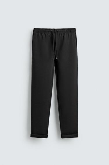 NON-IRON COMFORT JOGGER WAIST TROUSERS - Black by Zara
