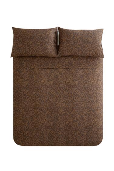 (200 THREAD COUNT) LEOPARD PRINT PERCALE DUVET COVER - Dark brown by Zara