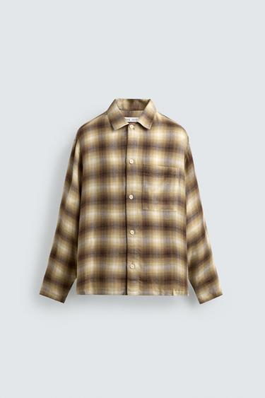 FLOWING CHECK SHIRT - Grey / Tan by Zara
