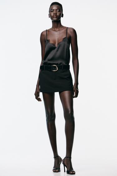 LOW-RISE SKORT WITH BELT - Black by Zara