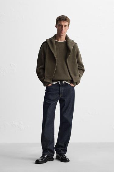 RELAXED FIT COTTON BLEND SWEATER - Khaki by Zara - Image 0