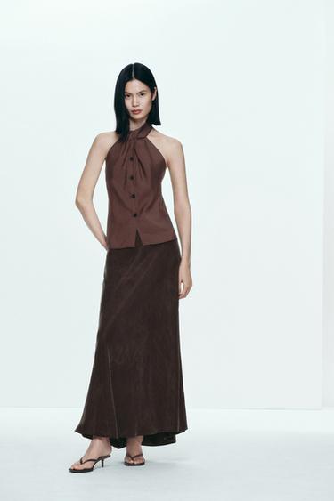 ZW COLLECTION LONG SKIRT - Brown by Zara