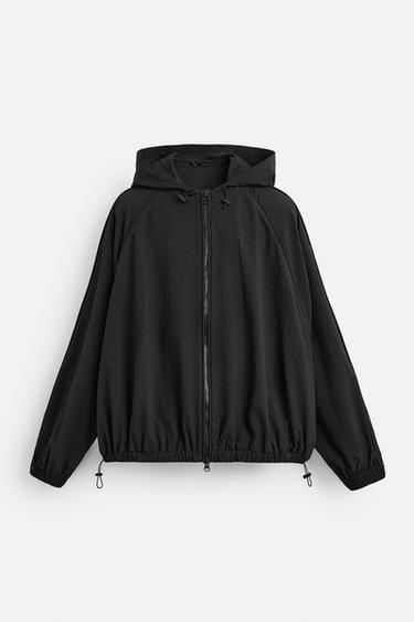 SEERSUCKER HOODED JACKET - Black by Zara
