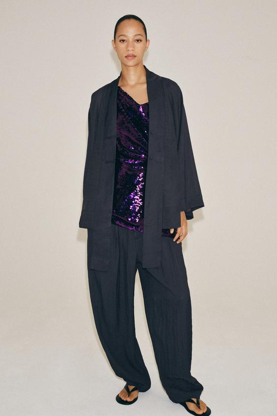 ZW COLLECTION DARTED FLOWING TROUSERS - Dark grey by Zara - Image 0