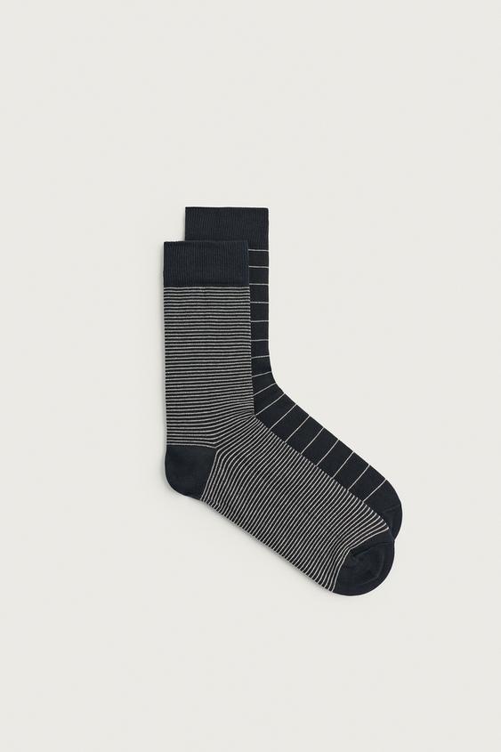 2-PACK OF MIXED STRIPE SOCKS - Navy blue by Zara - Image 0