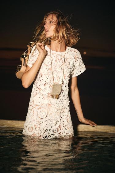 CROCHET MINI DRESS ZW COLLECTION - White by Zara