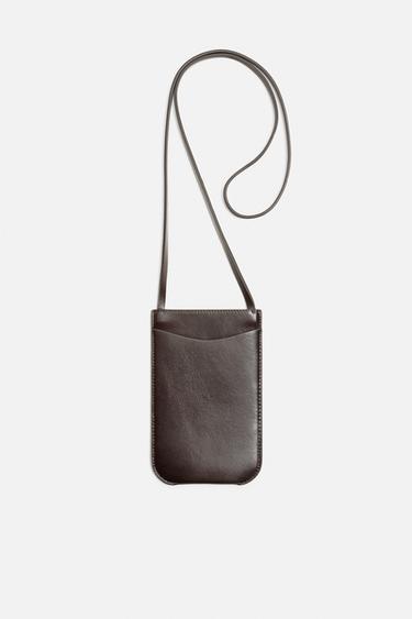 LEATHER CROSSBODY BAG - Brown by Zara