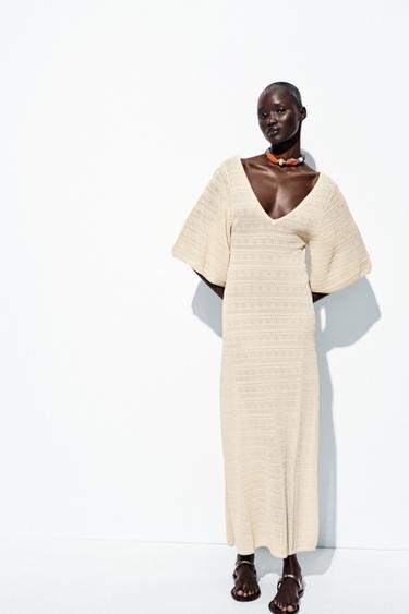 POINTELLE KNIT MAXI DRESS - Beige by Zara - Image 0