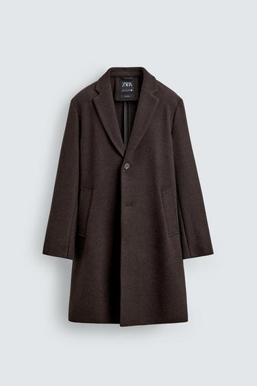 REGULAR FIT COAT WITH WOOL - Brown by Zara