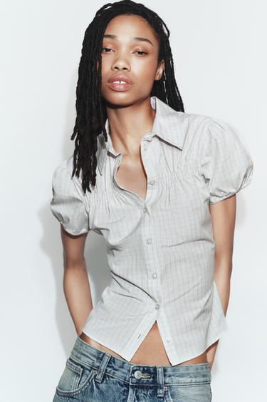 POPLIN CHECK SHIRT - Green / Ecru by Zara