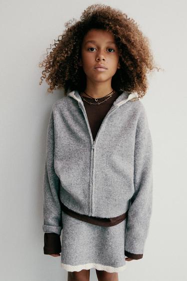 KNIT SKIRT WITH CROCHET TRIMS - Mid-grey by Zara