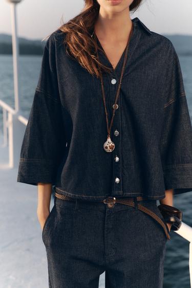 Z1975 WIDE SLEEVE DENIM SHIRT - Blue by Zara