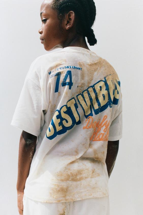 SLOGAN PRINT T-SHIRT - White by Zara - Image 0