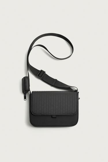 RUBBERISED TEXTURED CROSSBODY BAG - Black by Zara