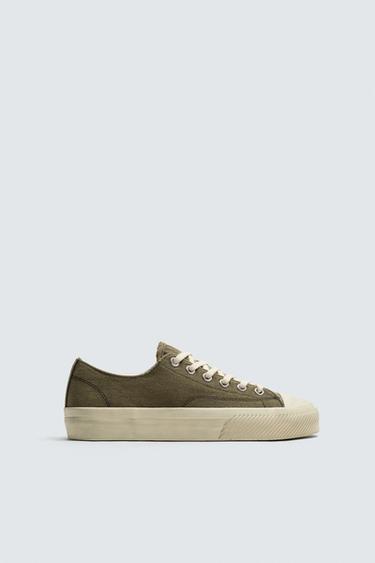 FABRIC TRAINERS - Khaki Green by Zara