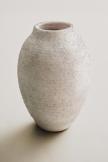 ROUGH-EFFECT CERAMIC VASE - Grey by Zara