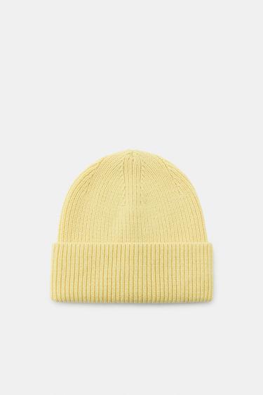 RIBBED TURN-UP BEANIE - Yellow by Zara