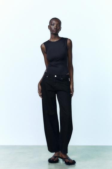 GATHERED POLYAMIDE BODYSUIT - Black by Zara