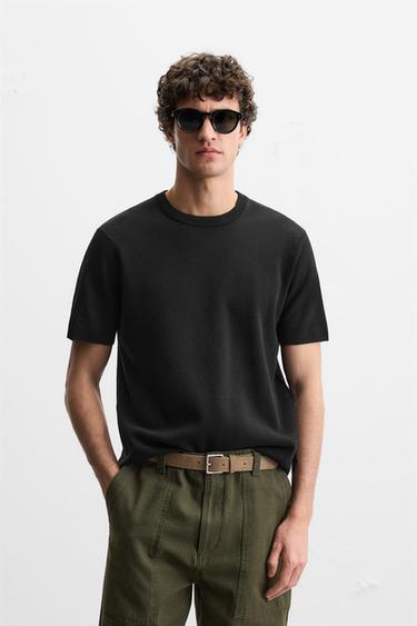 RELAXED FIT KNIT T-SHIRT - Black by Zara