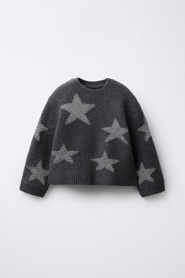 SPARKLY STAR KNIT SWEATER - Grey marl by Zara