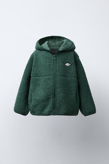 FAUX SHEARLING JACKET WITH HOOD - Green by Zara