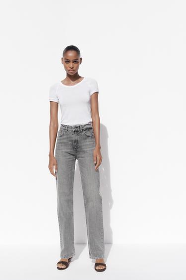 TRF MOM FIT HIGH-WAIST JEANS - Light grey by Zara