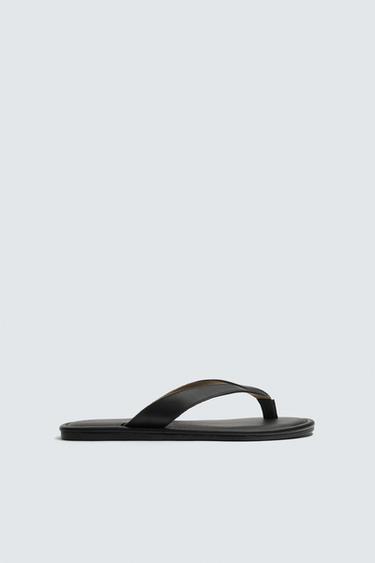LEATHER STRAP SANDALS - Black by Zara
