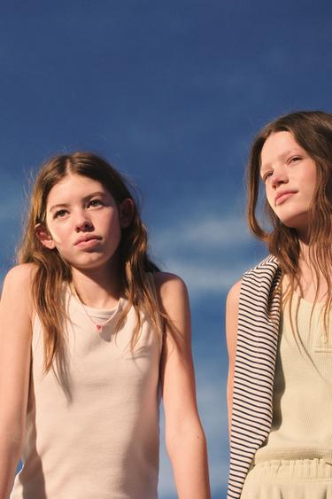 WAFFLE TEXT TOP - Yellow by Zara