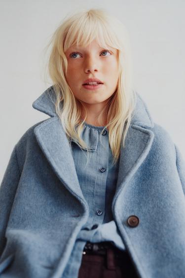 WOOL BLEND COAT - Light blue by Zara